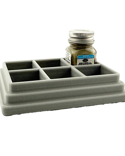Jeff Did It! - Testors .25oz Paint Bottle Holder - Holds 6 Bottles - Anti-Slip Rubber Feet - 3D Printed - Made in the USA