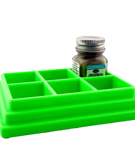 Jeff Did It! - Testors .25oz Paint Bottle Holder - Holds 6 Bottles - Anti-Slip Rubber Feet - 3D Printed - Made in the USA