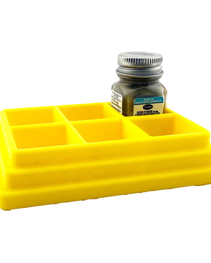 Jeff Did It! - Testors .25oz Paint Bottle Holder - Holds 6 Bottles - Anti-Slip Rubber Feet - 3D Printed - Made in the USA