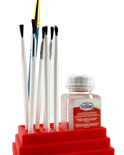Jeff Did It! - Testors Brush Cleaner Holder 1.75oz Bottle - Holds 1 Bottle and 16 Paint Brushes - Anti-Slip Rubber Feet - Made in the USA