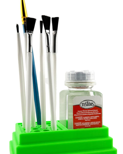 Jeff Did It! - Testors Brush Cleaner Holder 1.75oz Bottle - Holds 1 Bottle and 16 Paint Brushes - Anti-Slip Rubber Feet - Made in the USA