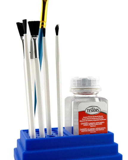 Jeff Did It! - Testors Brush Cleaner Holder 1.75oz Bottle - Holds 1 Bottle and 16 Paint Brushes - Anti-Slip Rubber Feet - Made in the USA