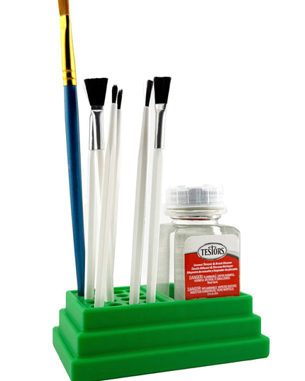 Jeff Did It! - Testors Brush Cleaner Holder 1.75oz Bottle - Holds 1 Bottle and 16 Paint Brushes - Anti-Slip Rubber Feet - Made in the USA
