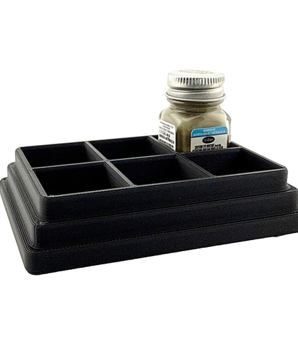 Jeff Did It! - Testors .25oz Paint Bottle Holder - Holds 6 Bottles - Anti-Slip Rubber Feet - 3D Printed - Made in the USA