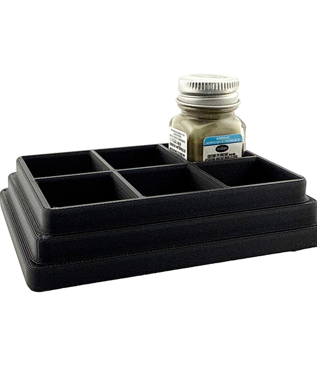 Jeff Did It! - Testors .25oz Paint Bottle Holder - Holds 6 Bottles - Anti-Slip Rubber Feet - 3D Printed - Made in the USA