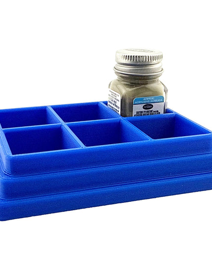 Jeff Did It! - Testors .25oz Paint Bottle Holder - Holds 6 Bottles - Anti-Slip Rubber Feet - 3D Printed - Made in the USA