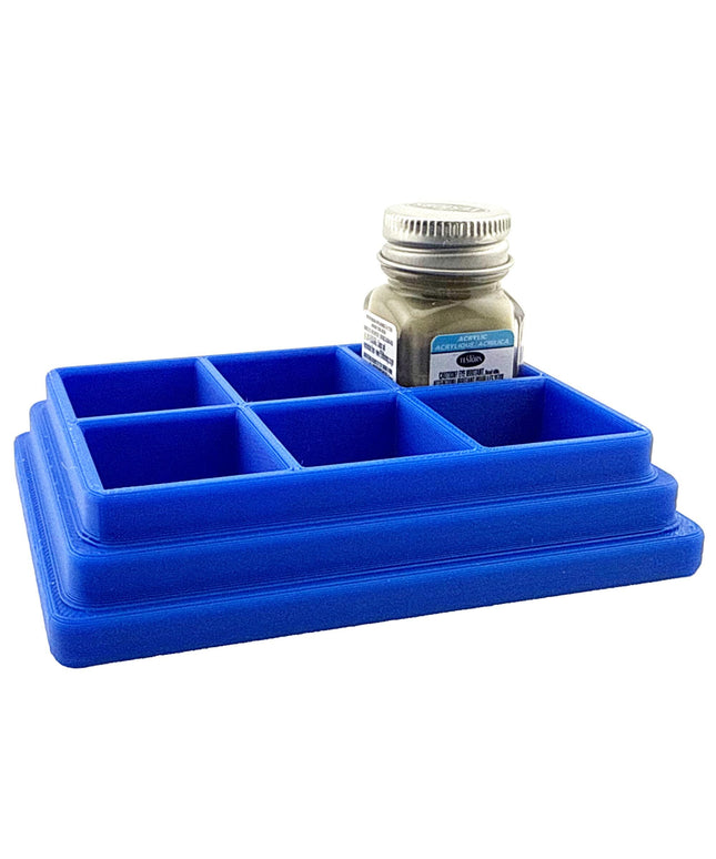 Jeff Did It! - Testors .25oz Paint Bottle Holder - Holds 6 Bottles - Anti-Slip Rubber Feet - 3D Printed - Made in the USA