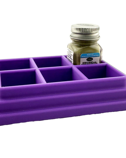 Jeff Did It! - Testors .25oz Paint Bottle Holder - Holds 6 Bottles - Anti-Slip Rubber Feet - 3D Printed - Made in the USA