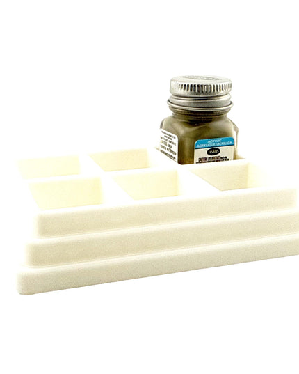 Jeff Did It! - Testors .25oz Paint Bottle Holder - Holds 6 Bottles - Anti-Slip Rubber Feet - 3D Printed - Made in the USA