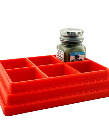 Jeff Did It! - Testors .25oz Paint Bottle Holder - Holds 6 Bottles - Anti-Slip Rubber Feet - 3D Printed - Made in the USA