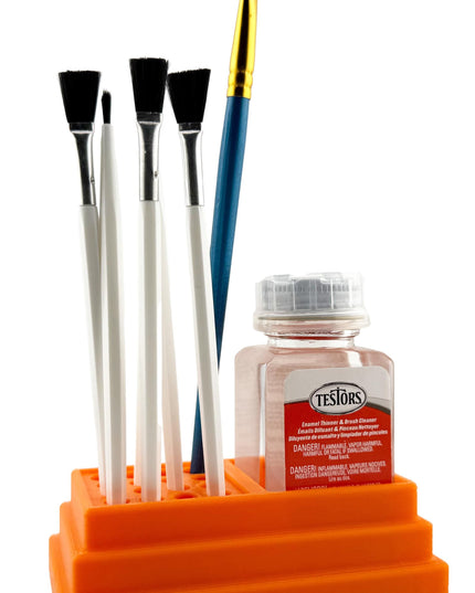 Jeff Did It! - Testors Brush Cleaner Holder 1.75oz Bottle - Holds 1 Bottle and 16 Paint Brushes - Anti-Slip Rubber Feet - Made in the USA