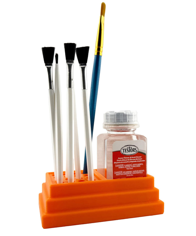 Jeff Did It! - Testors Brush Cleaner Holder 1.75oz Bottle - Holds 1 Bottle and 16 Paint Brushes - Anti-Slip Rubber Feet - Made in the USA