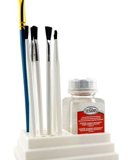 Jeff Did It! - Testors Brush Cleaner Holder 1.75oz Bottle - Holds 1 Bottle and 16 Paint Brushes - Anti-Slip Rubber Feet - Made in the USA