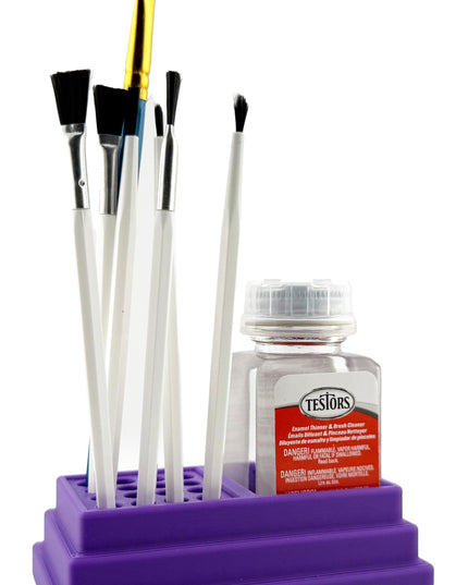 Jeff Did It! - Testors Brush Cleaner Holder 1.75oz Bottle - Holds 1 Bottle and 16 Paint Brushes - Anti-Slip Rubber Feet - Made in the USA