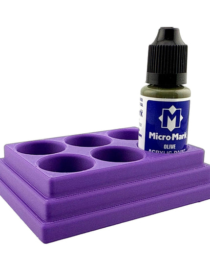 Jeff Did It! - Micro-Mark 20ml Bottle Holder Square Style - Holds 6 Micro-Mark 20ml Paint Bottles - With Anti-Slip Rubber Feet - 3D Printed