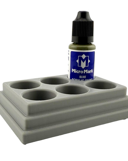 Jeff Did It! - Micro-Mark 20ml Bottle Holder Square Style - Holds 6 Micro-Mark 20ml Paint Bottles - With Anti-Slip Rubber Feet - 3D Printed