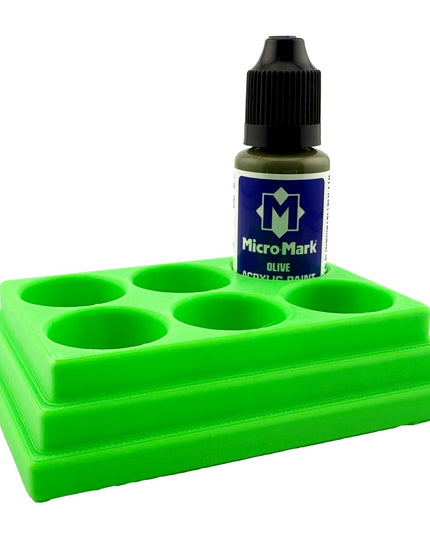 Jeff Did It! - Micro-Mark 20ml Bottle Holder Square Style - Holds 6 Micro-Mark 20ml Paint Bottles - With Anti-Slip Rubber Feet - 3D Printed
