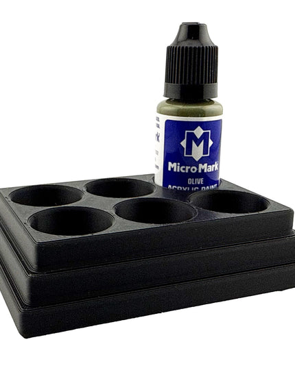 Jeff Did It! - Micro-Mark 20ml Bottle Holder Square Style - Holds 6 Micro-Mark 20ml Paint Bottles - With Anti-Slip Rubber Feet - 3D Printed