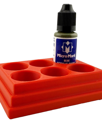 Jeff Did It! - Micro-Mark 20ml Bottle Holder Square Style - Holds 6 Micro-Mark 20ml Paint Bottles - With Anti-Slip Rubber Feet - 3D Printed