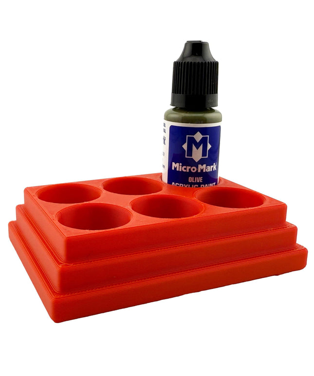 Jeff Did It! - Micro-Mark 20ml Bottle Holder Square Style - Holds 6 Micro-Mark 20ml Paint Bottles - With Anti-Slip Rubber Feet - 3D Printed