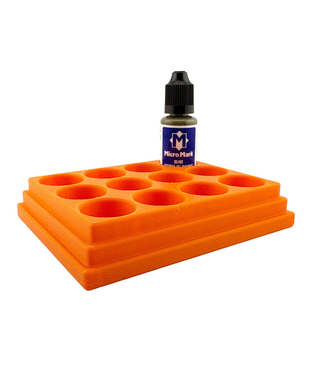 Jeff Did It! - Micro-Mark 20ml Bottle Holder Long Style - Holds 12 Micro-Mark 20ml Paint Bottles - With Anti-Slip Rubber Feet - 3D Printed