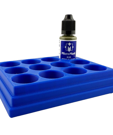 Jeff Did It! - Micro-Mark 20ml Bottle Holder Long Style - Holds 12 Micro-Mark 20ml Paint Bottles - With Anti-Slip Rubber Feet - 3D Printed