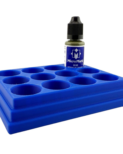 Jeff Did It! - Micro-Mark 20ml Bottle Holder Long Style - Holds 12 Micro-Mark 20ml Paint Bottles - With Anti-Slip Rubber Feet - 3D Printed