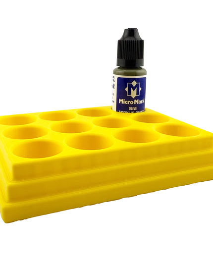 Jeff Did It! - Micro-Mark 20ml Bottle Holder Long Style - Holds 12 Micro-Mark 20ml Paint Bottles - With Anti-Slip Rubber Feet - 3D Printed