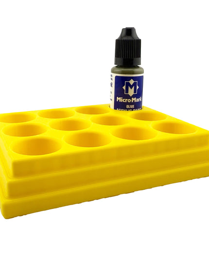 Jeff Did It! - Micro-Mark 20ml Bottle Holder Long Style - Holds 12 Micro-Mark 20ml Paint Bottles - With Anti-Slip Rubber Feet - 3D Printed