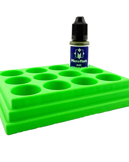 Jeff Did It! - Micro-Mark 20ml Bottle Holder Long Style - Holds 12 Micro-Mark 20ml Paint Bottles - With Anti-Slip Rubber Feet - 3D Printed