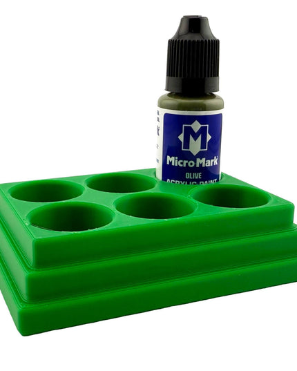 Jeff Did It! - Micro-Mark 20ml Bottle Holder Square Style - Holds 6 Micro-Mark 20ml Paint Bottles - With Anti-Slip Rubber Feet - 3D Printed
