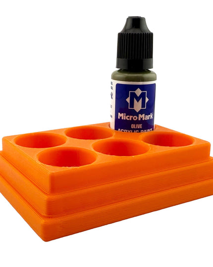 Jeff Did It! - Micro-Mark 20ml Bottle Holder Square Style - Holds 6 Micro-Mark 20ml Paint Bottles - With Anti-Slip Rubber Feet - 3D Printed