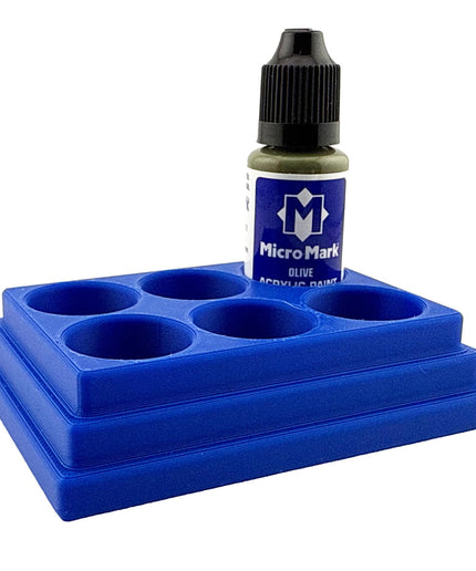 Jeff Did It! - Micro-Mark 20ml Bottle Holder Square Style - Holds 6 Micro-Mark 20ml Paint Bottles - With Anti-Slip Rubber Feet - 3D Printed