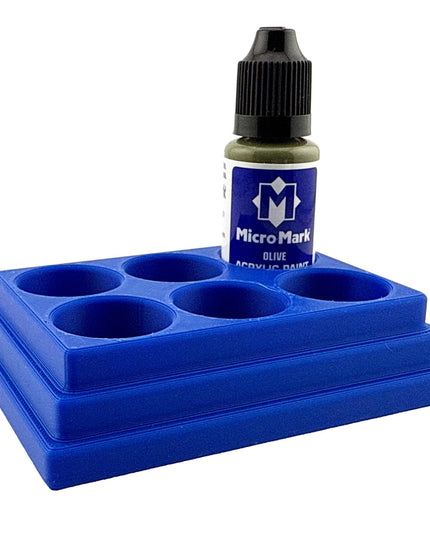 Jeff Did It! - Micro-Mark 20ml Bottle Holder Square Style - Holds 6 Micro-Mark 20ml Paint Bottles - With Anti-Slip Rubber Feet - 3D Printed