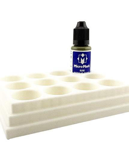 Jeff Did It! - Micro-Mark 20ml Bottle Holder Long Style - Holds 12 Micro-Mark 20ml Paint Bottles - With Anti-Slip Rubber Feet - 3D Printed