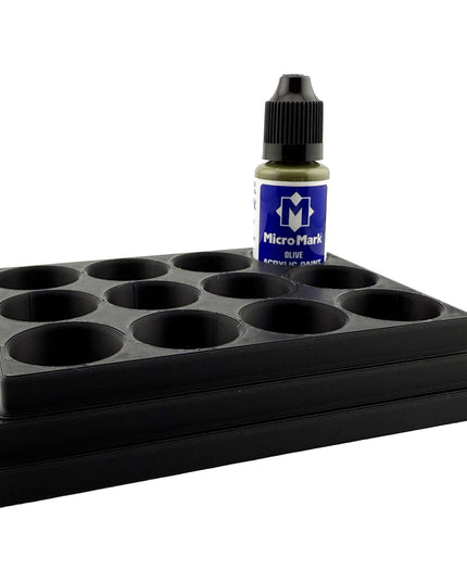Jeff Did It! - Micro-Mark 20ml Bottle Holder Long Style - Holds 12 Micro-Mark 20ml Paint Bottles - With Anti-Slip Rubber Feet - 3D Printed