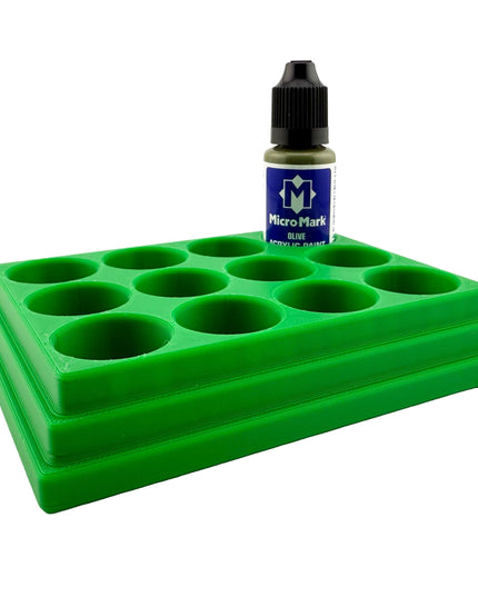Jeff Did It! - Micro-Mark 20ml Bottle Holder Long Style - Holds 12 Micro-Mark 20ml Paint Bottles - With Anti-Slip Rubber Feet - 3D Printed