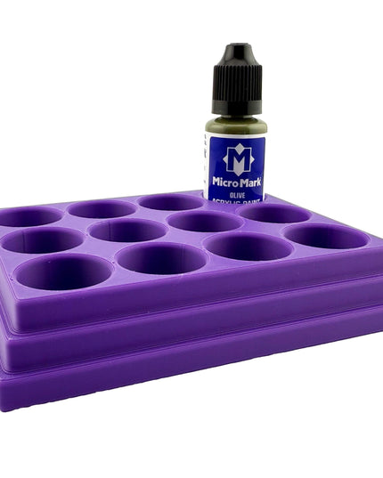 Jeff Did It! - Micro-Mark 20ml Bottle Holder Long Style - Holds 12 Micro-Mark 20ml Paint Bottles - With Anti-Slip Rubber Feet - 3D Printed