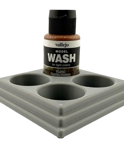 Jeff Did It 35ml Paint Bottle Holder Square - Holds 4 Bottles Compatible with Vallejo 35ml w Anti-Slip Rubber Feet - 3D Printed - USA