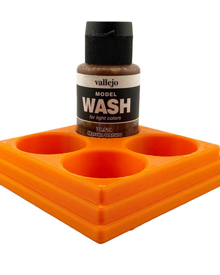 Jeff Did It 35ml Paint Bottle Holder Square - Holds 4 Bottles Compatible with Vallejo 35ml w Anti-Slip Rubber Feet - 3D Printed - USA