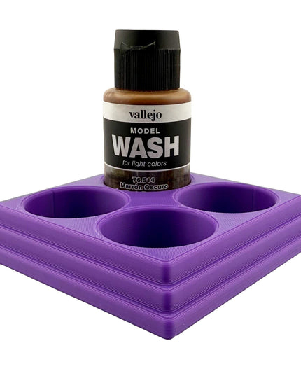 Jeff Did It 35ml Paint Bottle Holder Square - Holds 4 Bottles Compatible with Vallejo 35ml w Anti-Slip Rubber Feet - 3D Printed - USA
