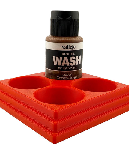 Jeff Did It 35ml Paint Bottle Holder Square - Holds 4 Bottles Compatible with Vallejo 35ml w Anti-Slip Rubber Feet - 3D Printed - USA