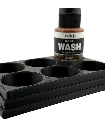 Jeff Did It 35ml Paint Bottle Holder - Holds 6 Bottles Compatible with Vallejo 35ml w Anti-Slip Rubber Feet - 3D Printed - Made in the USA