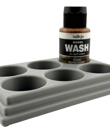 Jeff Did It 35ml Paint Bottle Holder - Holds 6 Bottles Compatible with Vallejo 35ml w Anti-Slip Rubber Feet - 3D Printed - Made in the USA