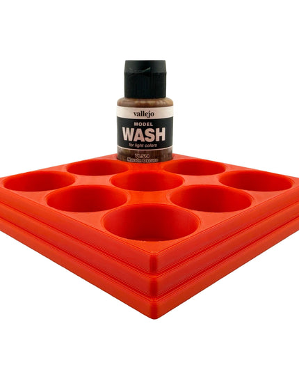 Jeff Did It 35ml Paint Bottle Holder - Holds 9 Bottles Compatible with Vallejo 35ml w Anti-Slip Rubber Feet - 3D Printed - Made in the USA