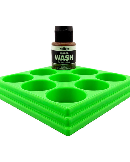 Jeff Did It 35ml Paint Bottle Holder - Holds 9 Bottles Compatible with Vallejo 35ml w Anti-Slip Rubber Feet - 3D Printed - Made in the USA