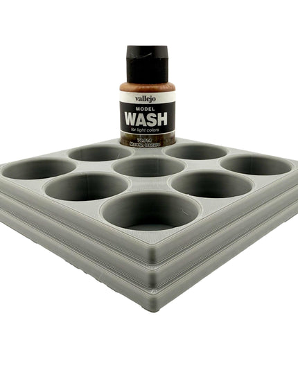 Jeff Did It 35ml Paint Bottle Holder - Holds 9 Bottles Compatible with Vallejo 35ml w Anti-Slip Rubber Feet - 3D Printed - Made in the USA