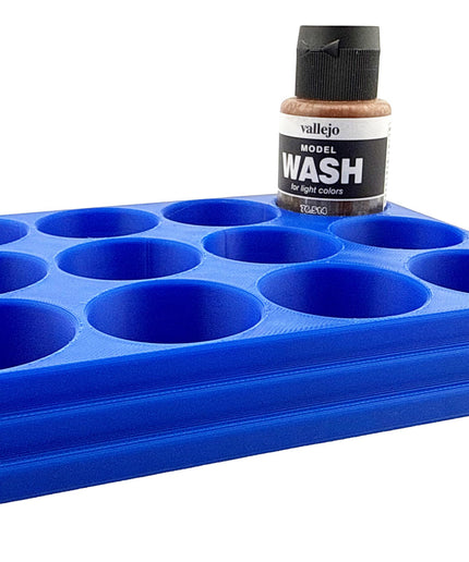 Jeff Did It 35ml Paint Bottle Holder - Holds 12 Bottles Compatible with Vallejo 35ml w Anti-Slip Rubber Feet - 3D Printed - Made in the USA