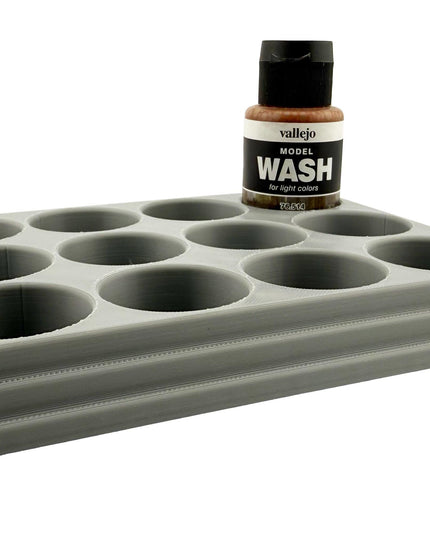 Jeff Did It 35ml Paint Bottle Holder - Holds 12 Bottles Compatible with Vallejo 35ml w Anti-Slip Rubber Feet - 3D Printed - Made in the USA
