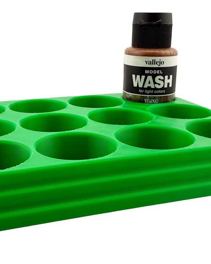 Jeff Did It 35ml Paint Bottle Holder - Holds 12 Bottles Compatible with Vallejo 35ml w Anti-Slip Rubber Feet - 3D Printed - Made in the USA
